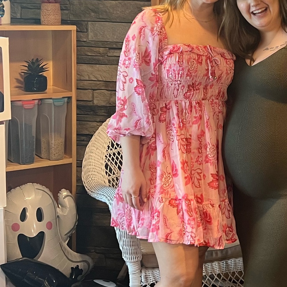 Floral Pink Mini Dress